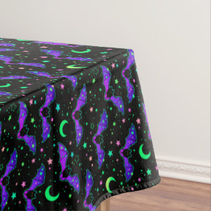 Toalha De Mesa Neon Bats Stars and Moons Tablecloth