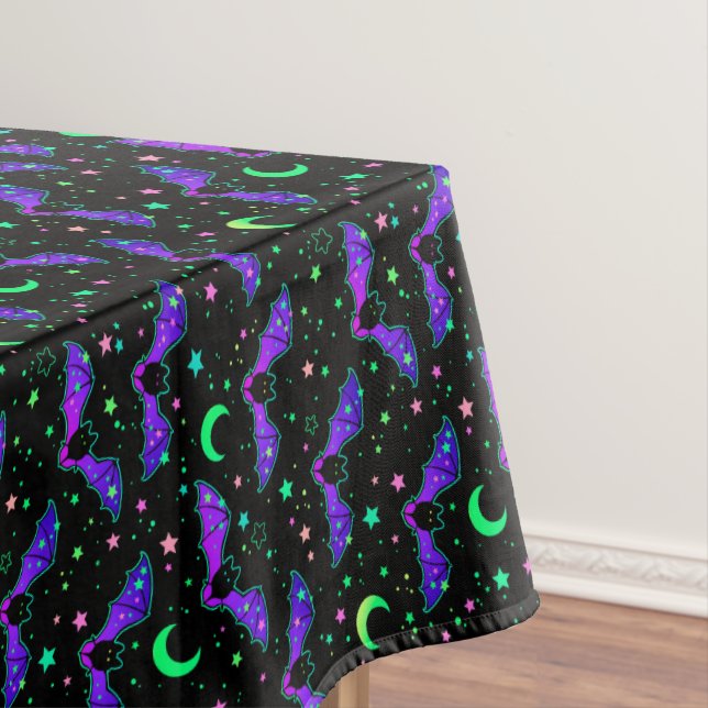 Toalha De Mesa Neon Bats Stars and Moons Tablecloth (Posição Original)