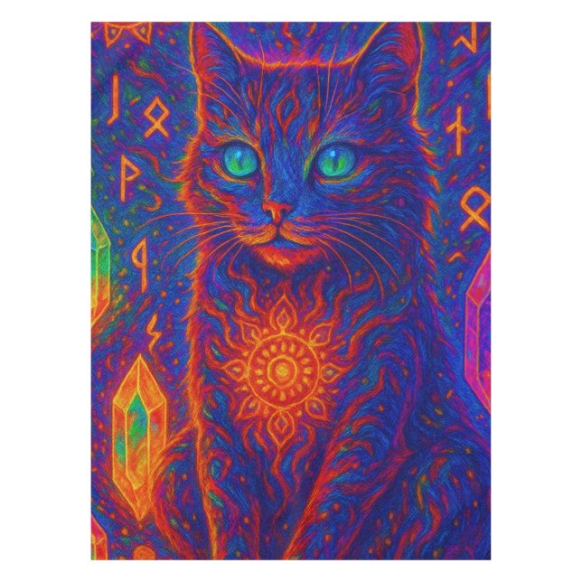 Toalha De Mesa Neon Cat Sagrado (Frente)