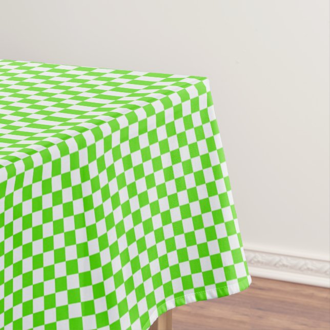 Toalha De Mesa Neon Green E White Gingham Checked (Posição Original)