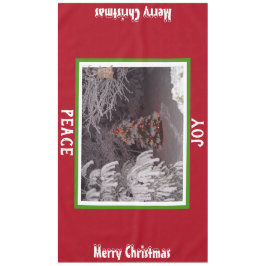 Toalha De Mesa Neve coberta por árvore de Natal Luz vermelha verd