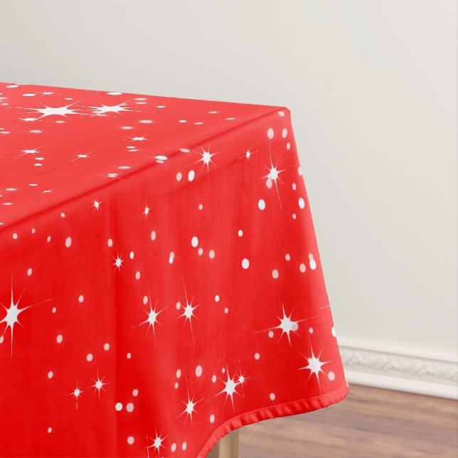 Toalha De Mesa Neve Simples e Estrelas no VERMELHO BRILHO ou na S (Posição Original)