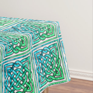 Toalha De Mesa Nó Celta - Tablete Branco Azul Quadrado