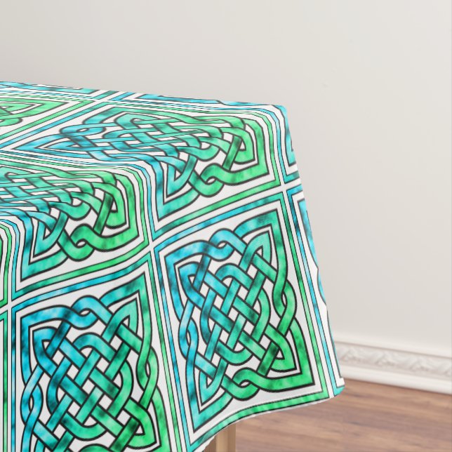 Toalha De Mesa Nó Celta - Tablete Branco Azul Quadrado (Posição Original)