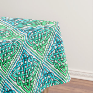 Toalha De Mesa Nó Celular - Azul Diamante Branco Verde