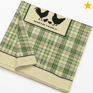 Toalha De Mesa Nome da Família de Frango Xadrez Fazenda Rústica V