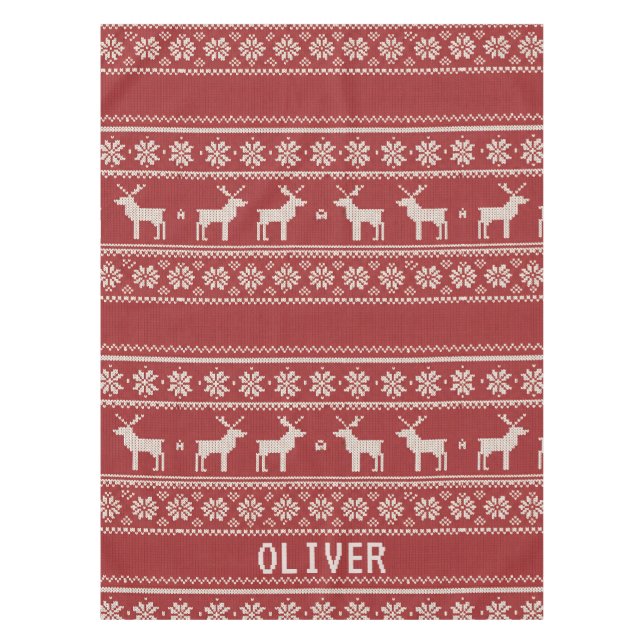 Toalha De Mesa Nordic Reindeer Christmas Personalized  (Frente)