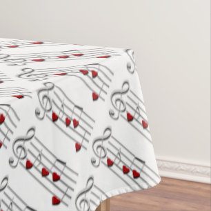 Toalha De Mesa notas de música de amor branco vermelho prateado