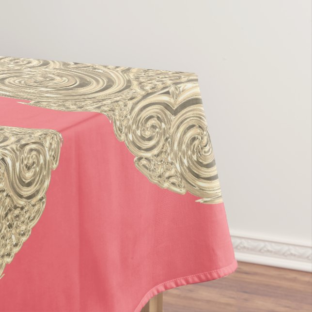 Toalha De Mesa Nouveau dourado coral rosa metálico moderno (Posição Original)
