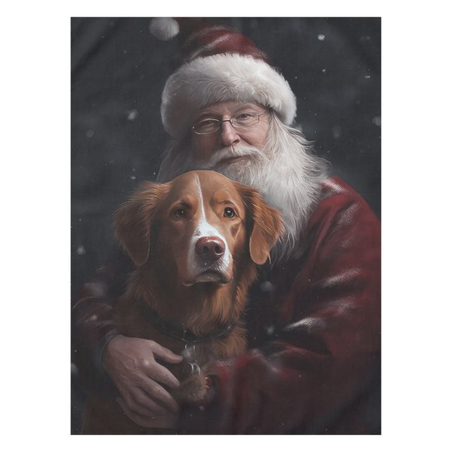 Toalha De Mesa Nova Escócia Duck Toller Com Papai Noel Festivo (Frente)