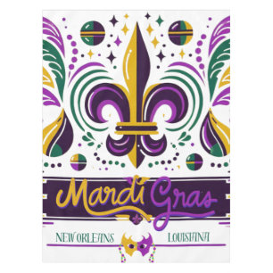 Toalha De Mesa Nova Orleans Mardi Gras verde-roxo
