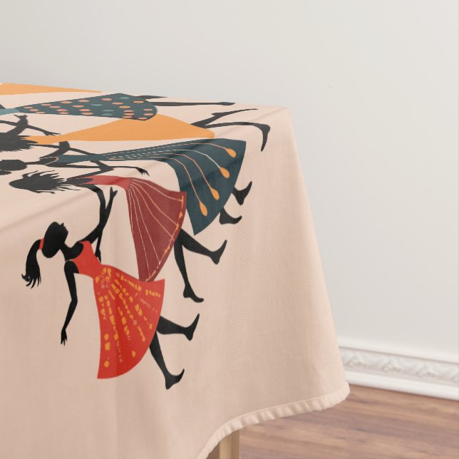 Toalha De Mesa Nove Damas Dançando Estêncil Cortado Estilo Retroa (Posição Original)