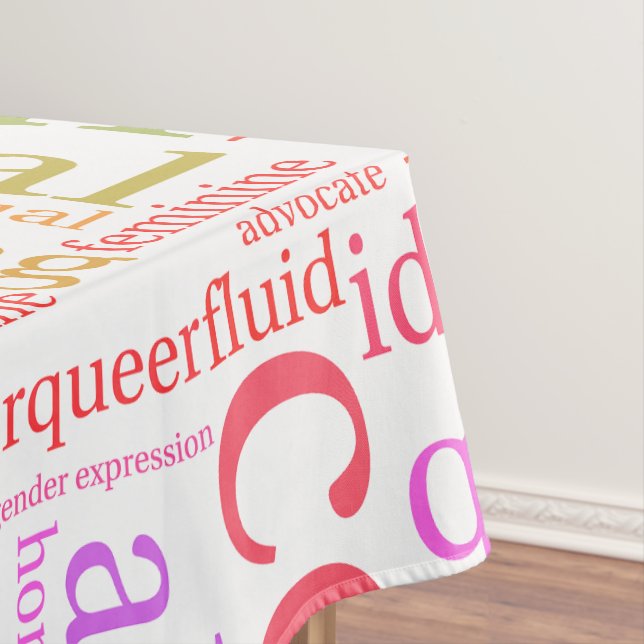 Toalha De Mesa nuvem de palavras da comunidade LGBTQ+ arco-íris d (Posição Original)