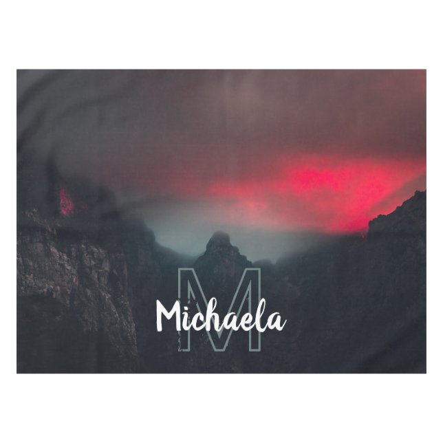 Toalha De Mesa Nuvens de queimadura, nevoeiro e monograma (Frente (Horizontal))