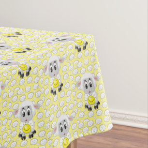 Toalha De Mesa Nuvens do Sol Branco Amarelo-Tablecloth
