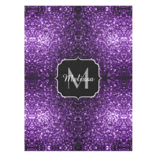 Toalha De Mesa O brilho roxo escuro bonito sparkles monograma
