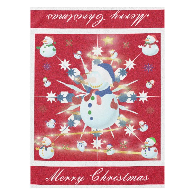 Toalha De Mesa O Glittery Christmas Snowman - (Frente)