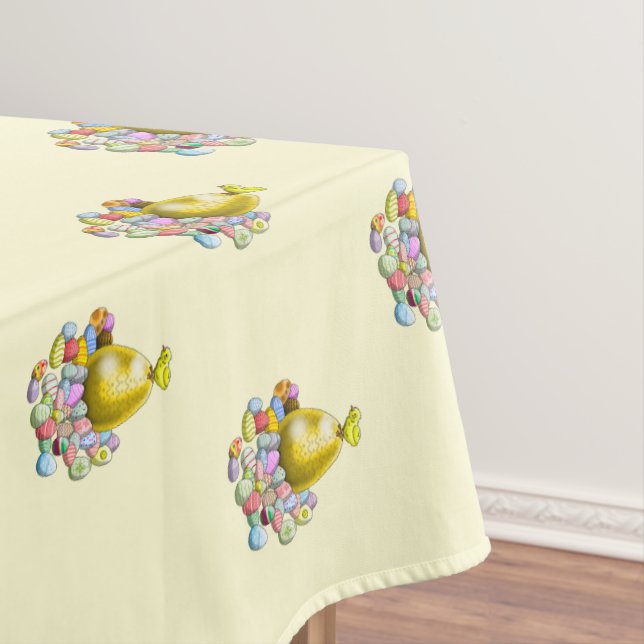 Toalha De Mesa O Pintinho de Páscoa e o Ovo de Páscoa Dourado (Posição Original)