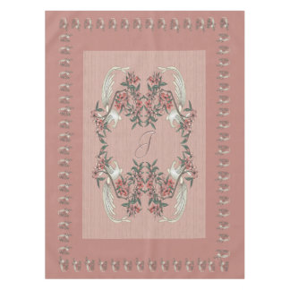 Toalha De Mesa O romance da seda c/ Monograma Peach 52" x 70"