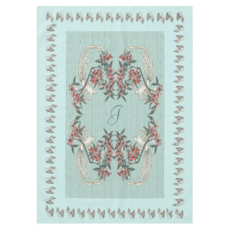 Toalha De Mesa O romance da seda com monograma de 60" x 84" Aqua