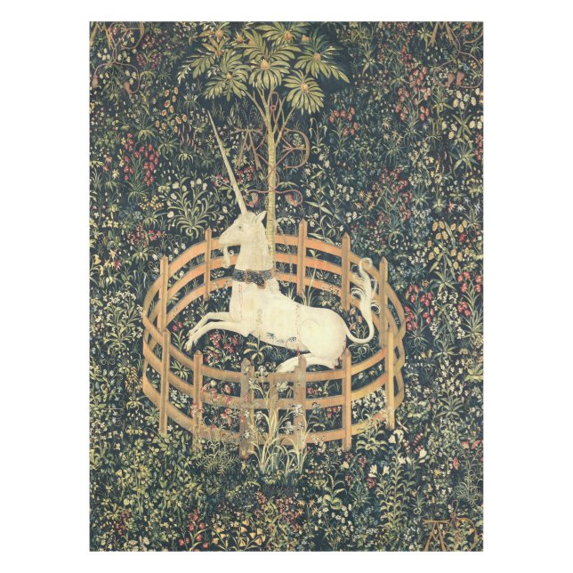 Toalha De Mesa O Unicórnio Medieval em cativeiro (Frente)