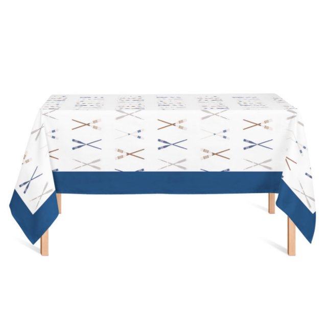 Toalha De Mesa Oars Galore Boat Oar Paddes Náuticos (Nautical boat oars tablecloth, criss cross boat oars, navy blue border)
