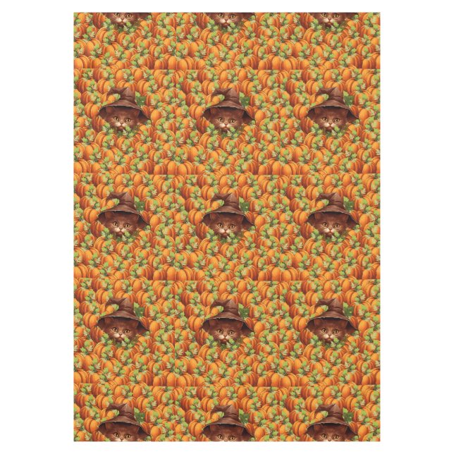 TOALHA DE MESA OBRIGADO A PUMPKINS CUTE CAT (Frente)