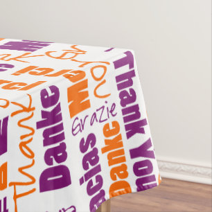 Toalha De Mesa Obrigado alaranjado roxo multilingue você
