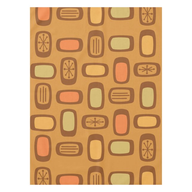 Toalha De Mesa Ochre Arredondado MCM do meio século (Frente)