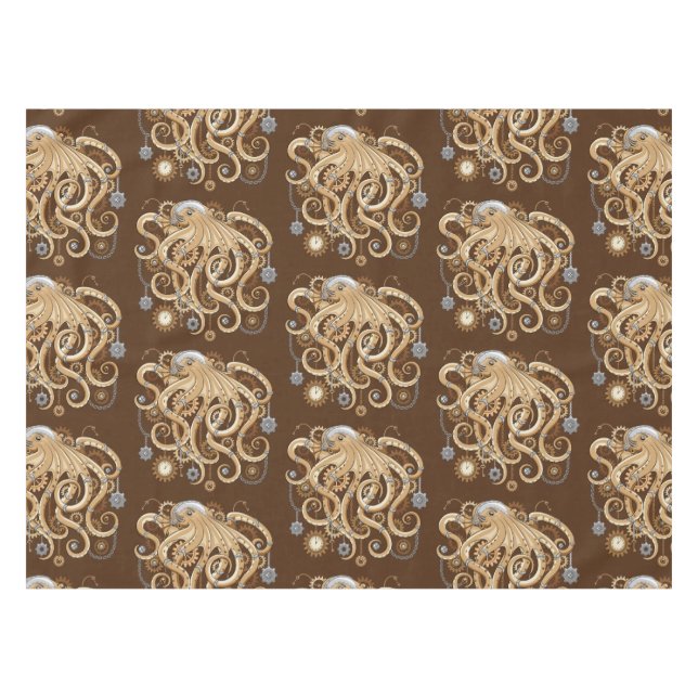 Toalha De Mesa Octopus Steampunk Surreal Style Machine (Frente (Horizontal))