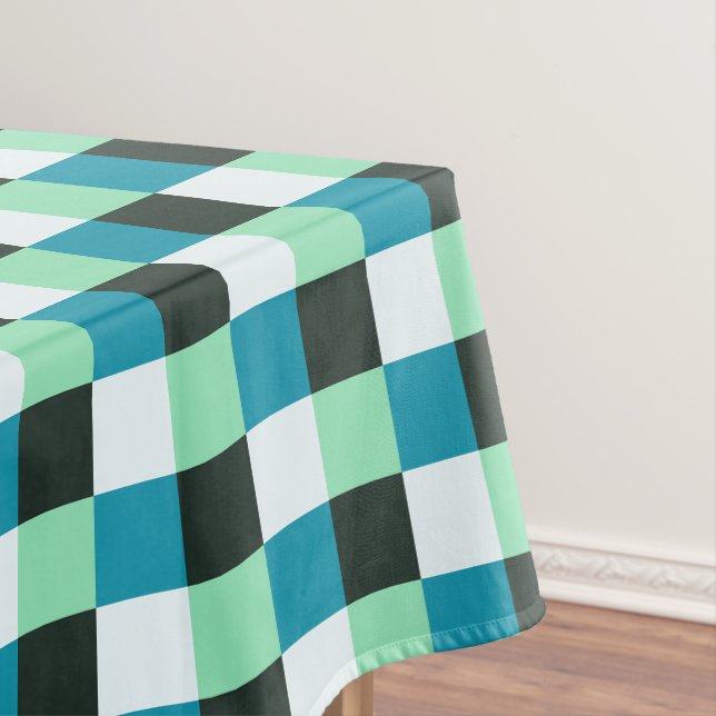 Toalha De Mesa Óleo Branco Verde Azul Aqua Turquoise (Posição Original)