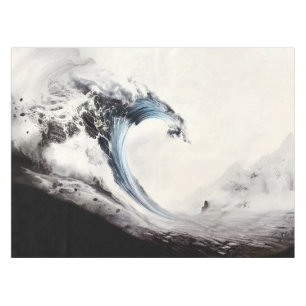 Toalha De Mesa Onda do Oceano Azul Tinta