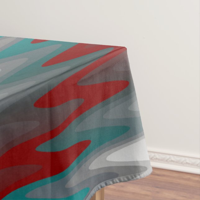 Toalha De Mesa ondas de cinza teal burgundy (Posição Original)