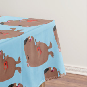 Toalha De Mesa Óptica desenho animado de capybara ukulele
