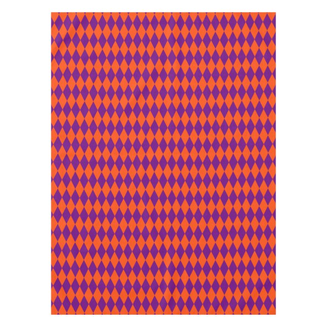 Toalha De Mesa Orange and Purple Harlequin Checkered Design  (Frente)