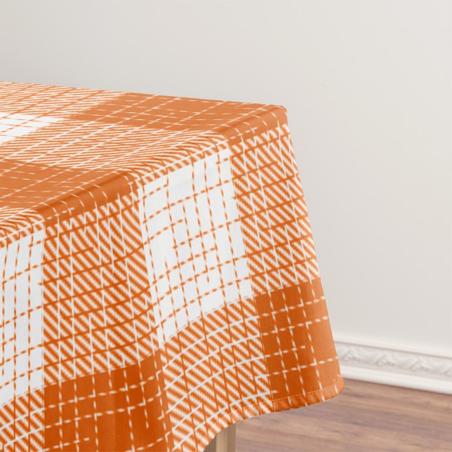 Toalha De Mesa Orange and White Bold Checkered Plaid Design  (Criador carregado)