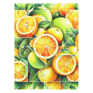 Toalha De Mesa Orange Lemon Botanical Citrus Geometric