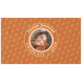 Toalha De Mesa Orange Modern Graduation Photo Cap Pattern