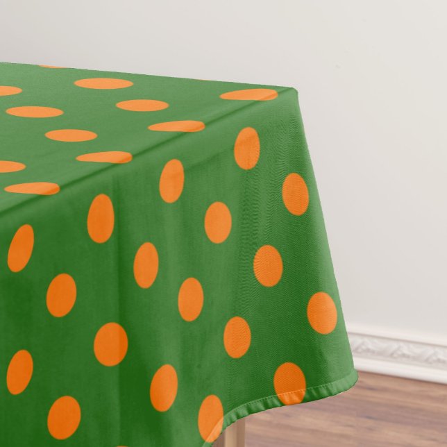 Toalha De Mesa Orange On Green Polka Dots Pattern Design  (Criador carregado)