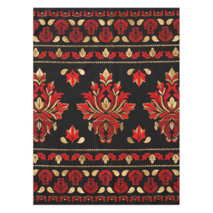 Toalha De Mesa Ornamento de Lúxury Vintage Damask - Vermelho e o