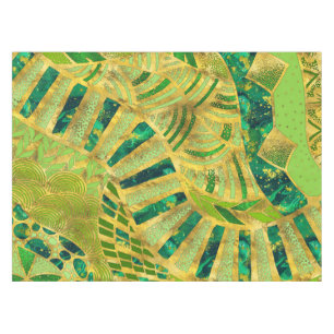 Toalha De Mesa Ornamento Tribal Ético - Verdes e Dourado