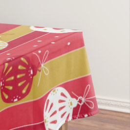 Toalha De Mesa Ornamentos de Árvore de Natal Amarelo Vermelho