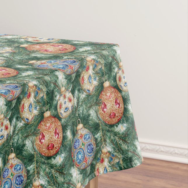 Toalha De Mesa Ornamentos De Ornamentados De Natal De Joias No Pi (Posição Original)