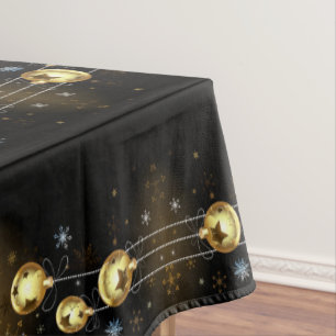 Toalha De Mesa Ornamentos de Ouro de Natal Brilhantes Estrelas Ne