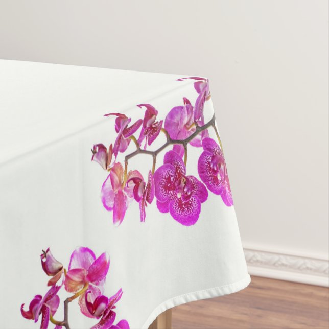 Toalha De Mesa Orquídeas em Tabletragem de Fundo Claro (Posição Original)