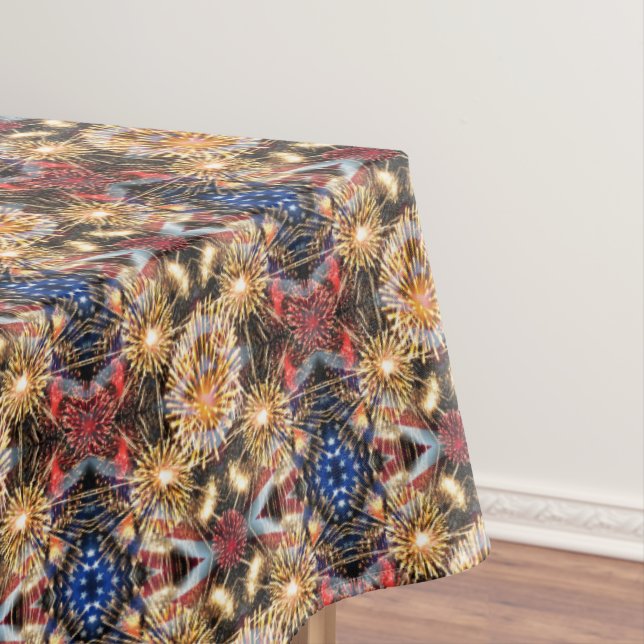 Toalha De Mesa Os EUA embandeiram e fogos-de-artifício (Posição Original)