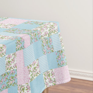 Toalha De Mesa Os retalhos do falso, rosa, Apple azul florescem