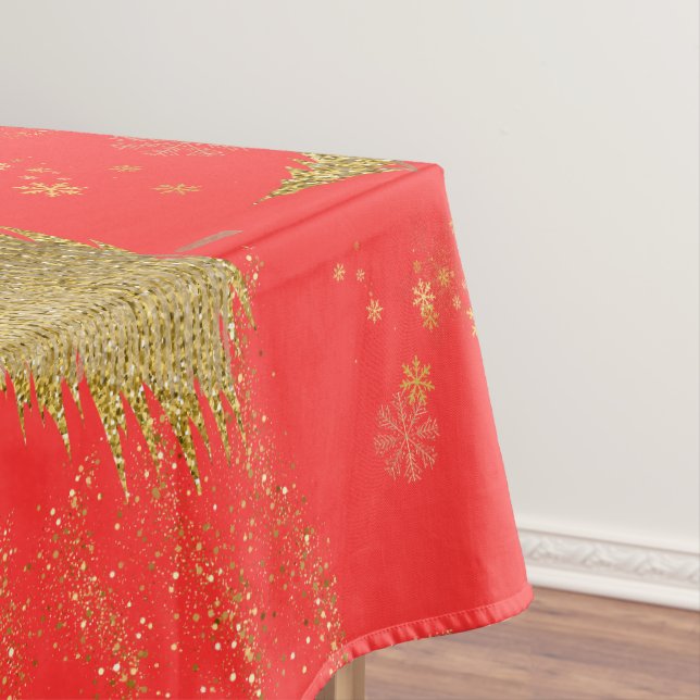 Toalha De Mesa Ouro ALEGRE no Vermelho Festa de Natal  (Posição Original)