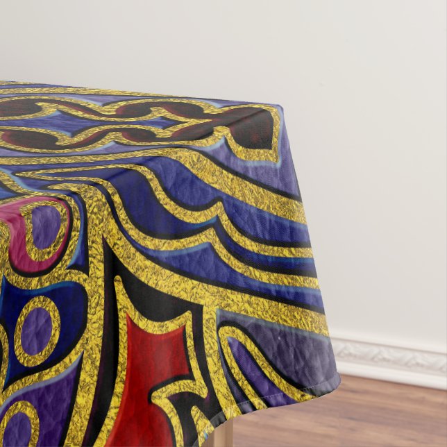 Toalha De Mesa Ouro da mandala gravado no couro do falso (Posição Original)