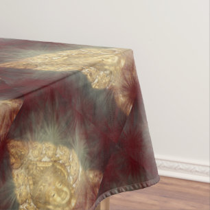 Toalha De Mesa ouro de mesa buddha em vermelho escuro